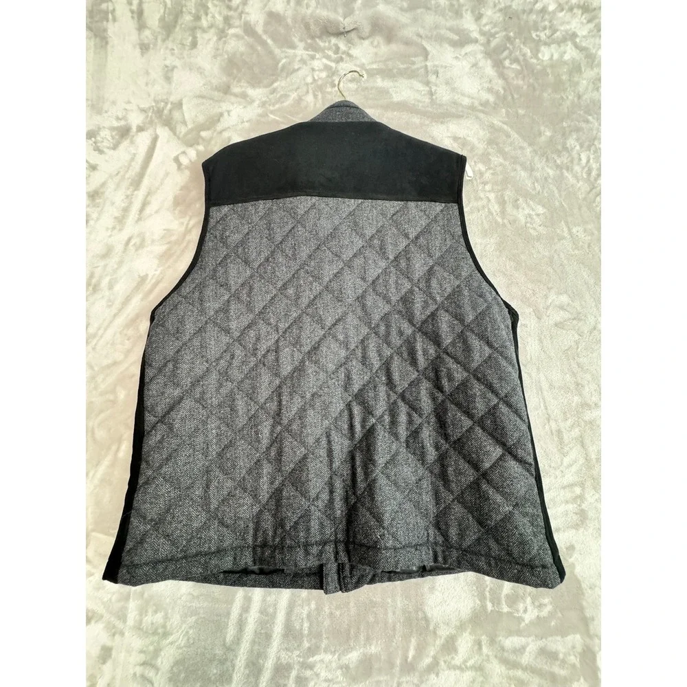 Pronto Uomo Men's Vest XXL Quilted Charcoal Gray Black Piped Pockets Full Zip‎
